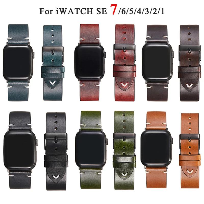 Retro Leather strap For Apple watch band 38mm 40mm 41mm 42mm 44mm 45mm Accessorie watchband bracelet iWatch series 7 6 5 4 3 SE
Retro Leather strap For Apple watch band 38mm 40mm 41mm 42mm 44mm 45mm Accessorie watchband bracelet iWatch series 7 6 5 4 3 SE