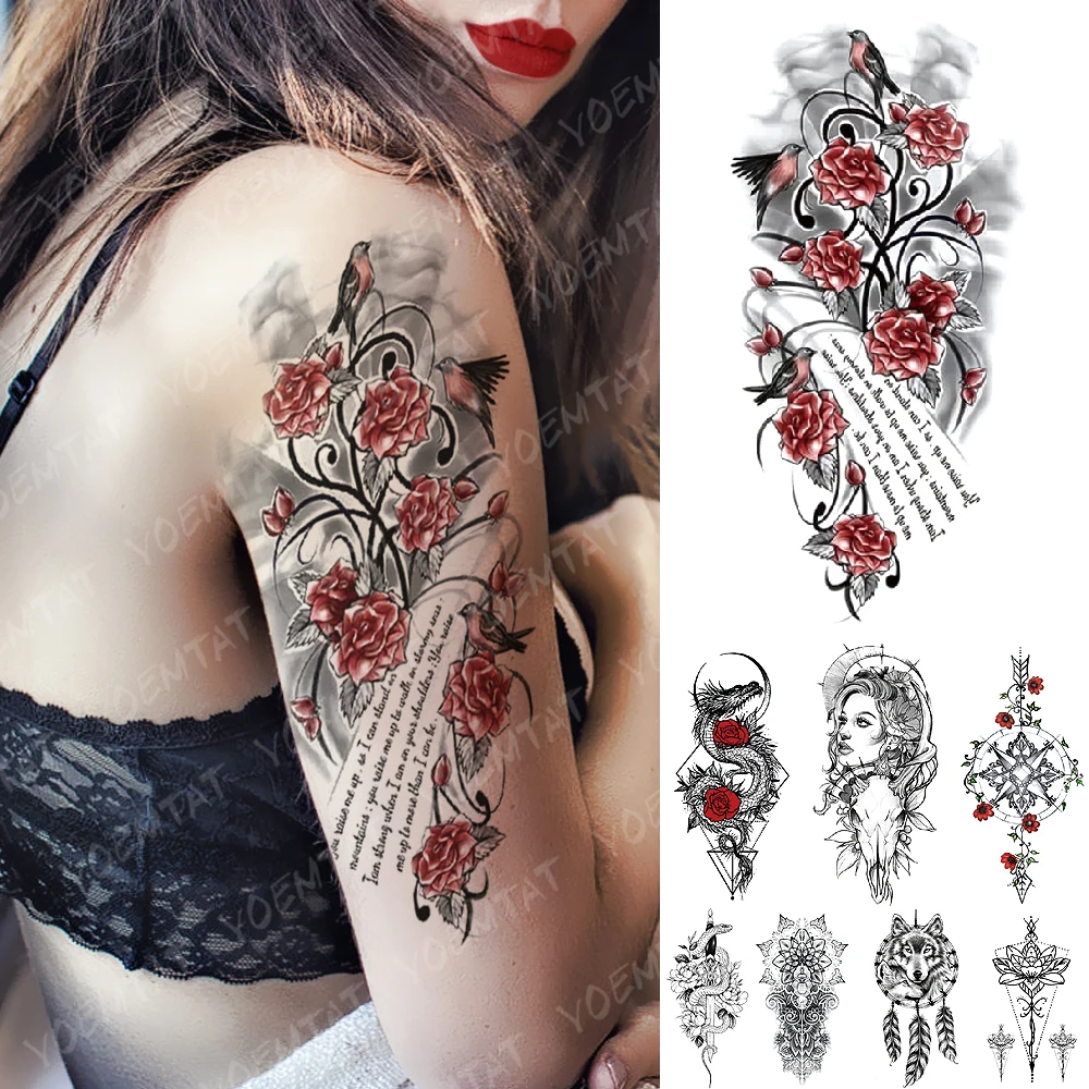 Waterproof Temporary Tattoo Sticker Red Rose Bird Poem Flash Tattoos Dragon Snake Sword Body Art Arm Fake Tatoo Women Men
Waterproof Temporary Tattoo Sticker Red Rose Bird Poem Flash Tattoos Dragon Snake Sword Body Art Arm Fake Tatoo Women Men