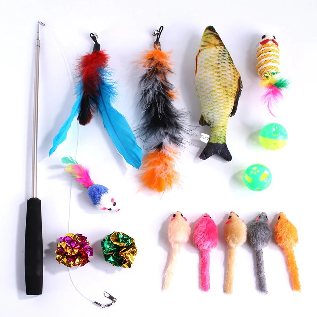 15pcs Cat Toys Variety Toy Set Cat Feather Teaser Mice Crinkle Balls for Cat,Puppy,Kitty, Kitten Having Fun Exercise Playing
15pcs Cat Toys Variety Toy Set Cat Feather Teaser Mice Crinkle Balls for Cat,Puppy,Kitty, Kitten Having Fun Exercise Playing