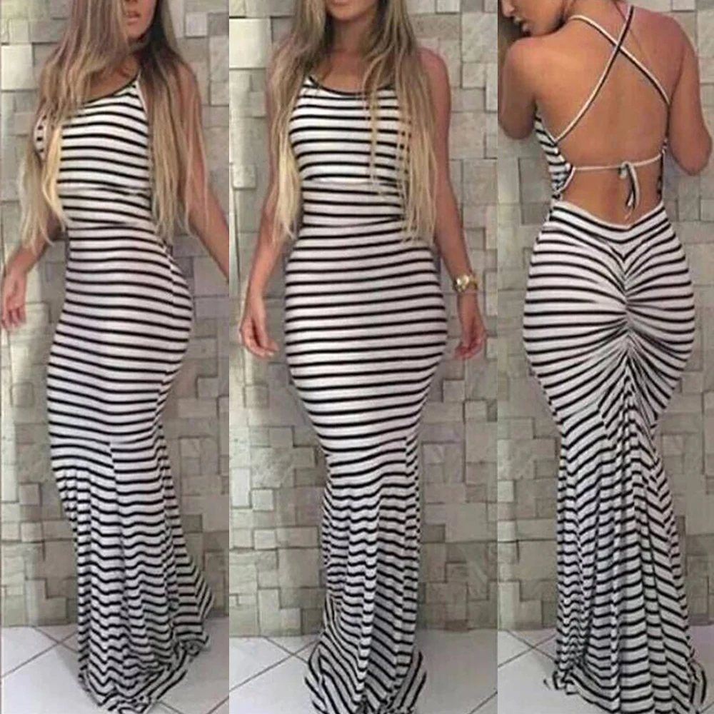 Women Summer Vintage Boho Striped Long Maxi Evening Party Beach Dress Backless Strap Sundress Women clothes
Women Summer Vintage Boho Striped Long Maxi Evening Party Beach Dress Backless Strap Sundress Women clothes