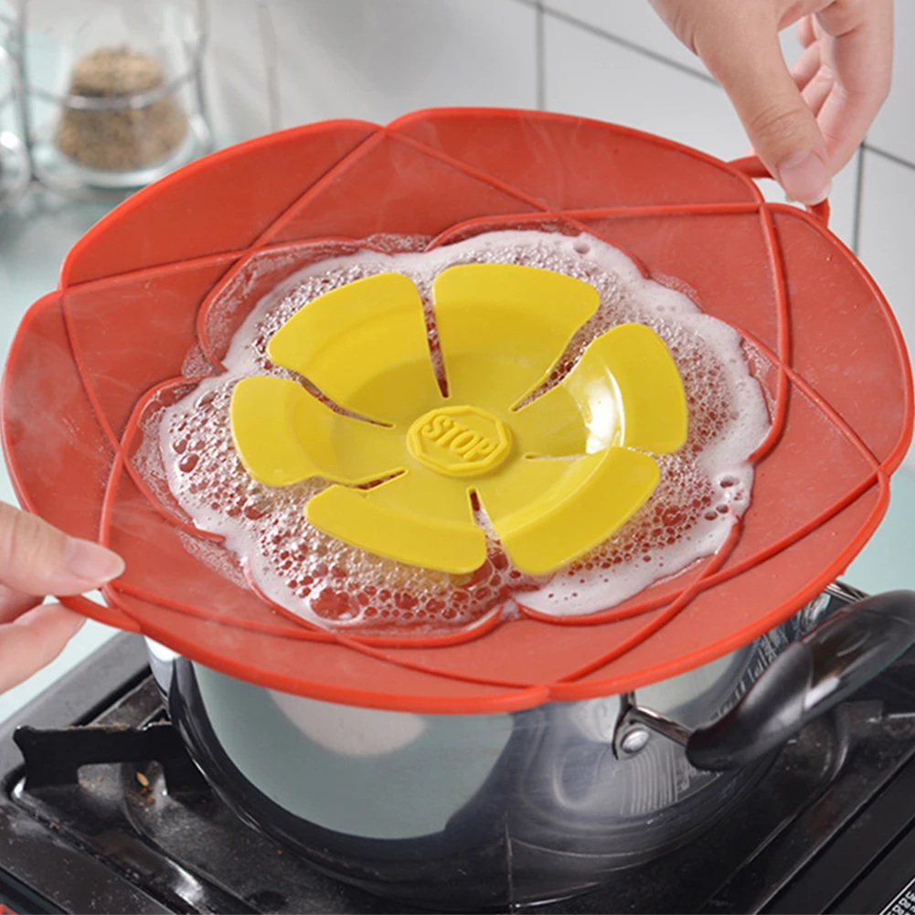 26CM Flower Shape Cookware 4 Colors Spill Stopper Cover Silicone Lid for Pot Pan Kitchen Accessories Cooking Tools 
26CM Flower Shape Cookware 4 Colors Spill Stopper Cover Silicone Lid for Pot Pan Kitchen Accessories Cooking Tools