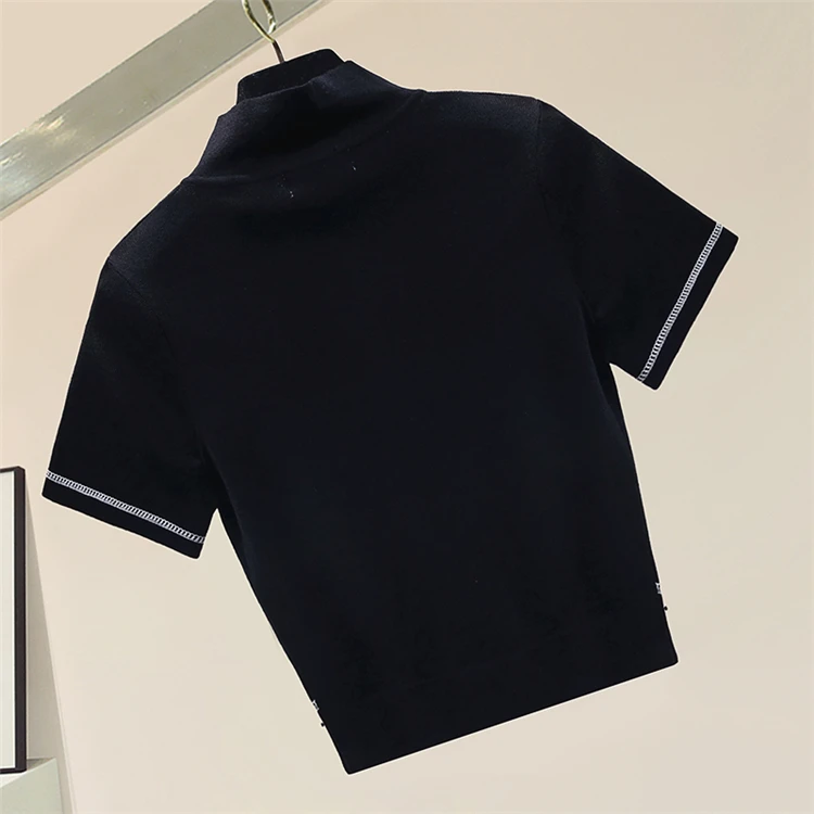 2021 Spring Summer Bottom T Shirt Short Pullover Stand Collar Black White Cotton Short Sleeve Loose T-shirt Women's New Top
2021 Spring Summer Bottom T Shirt Short Pullover Stand Collar Black White Cotton Short Sleeve Loose T-shirt Women's New Top
