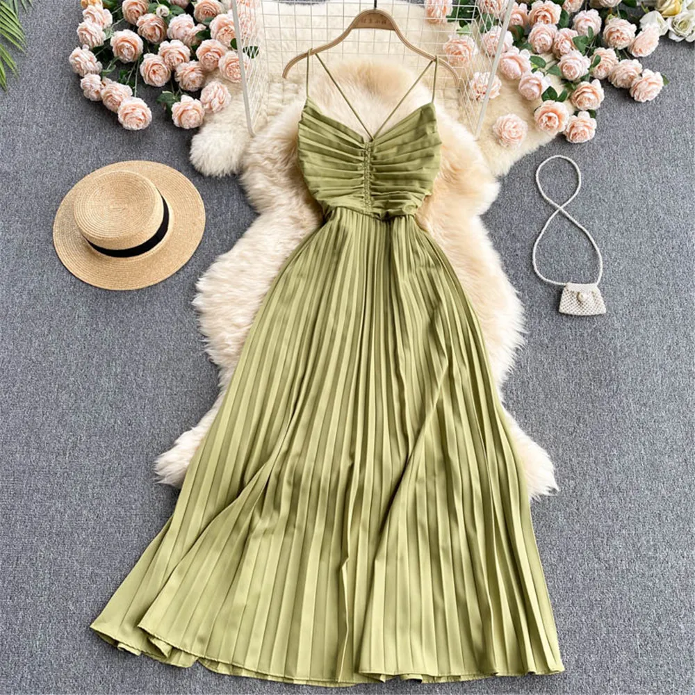 Women Sexy Sling Summer Dress Fashion Casual Backless Beach Dresses Female Pleated Robe Holiday Sundress Vestidos Woman Clothing
Women Sexy Sling Summer Dress Fashion Casual Backless Beach Dresses Female Pleated Robe Holiday Sundress Vestidos Woman Clothing