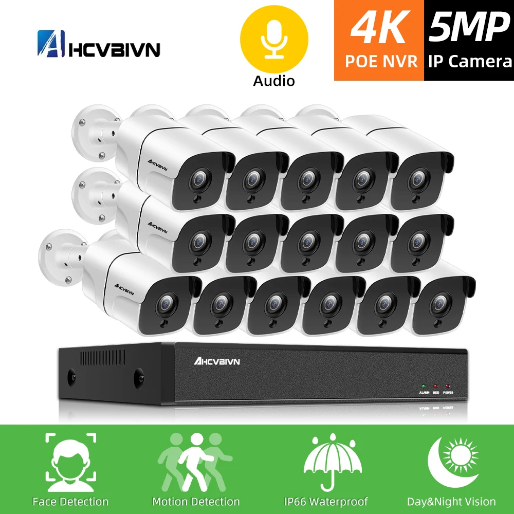 H.265 16CH 4K 5MP Ultra HD 4K POE Security Camera System Audio Sound Record Outdoor IP Camera CCTV Video Surveillance NVR Set
H.265 16CH 4K 5MP Ultra HD 4K POE Security Camera System Audio Sound Record Outdoor IP Camera CCTV Video Surveillance NVR Set
