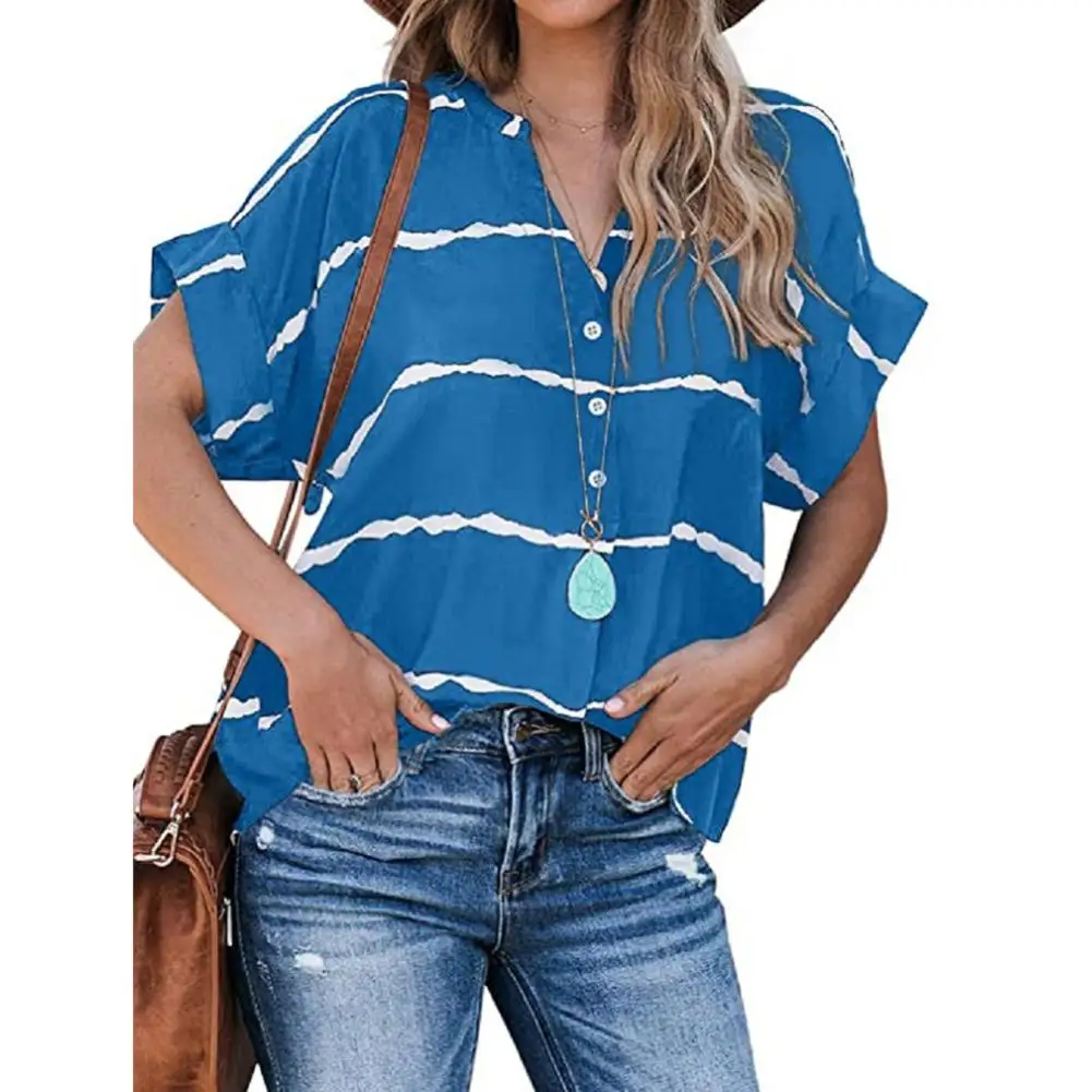 Fashion Casual Tie Dye Stripe Style Women V-Neck Button Blouse Short Sleeve Loose Shirt Top
Fashion Casual Tie Dye Stripe Style Women V-Neck Button Blouse Short Sleeve Loose Shirt Top