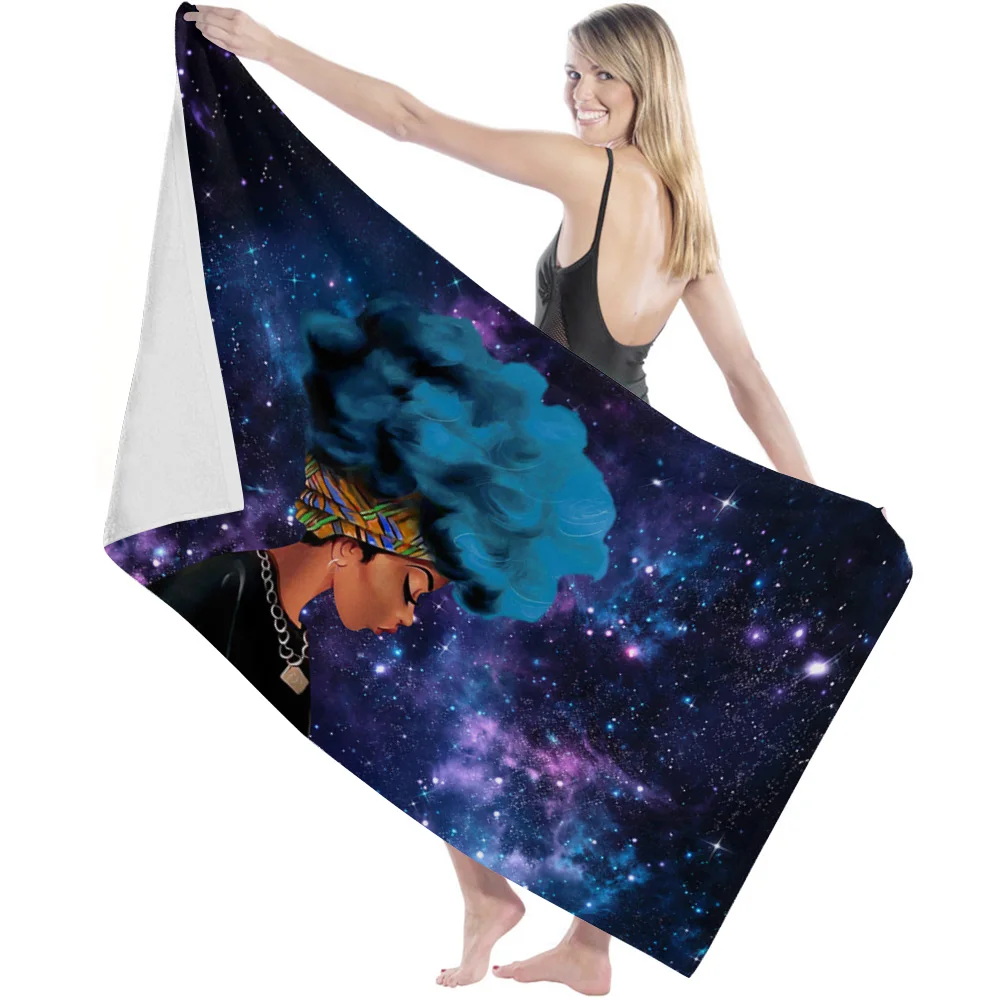 Африканское черное женское голубое звездное небо банное полотенце пляжное из