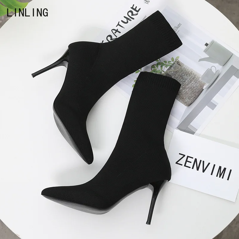 2022 Winter Socks Boots Women Ankle Booties Slip On Thin High Heel Bootties Fashion knitting Short botas de mujer
2022 Winter Socks Boots Women Ankle Booties Slip On Thin High Heel Bootties Fashion knitting Short botas de mujer