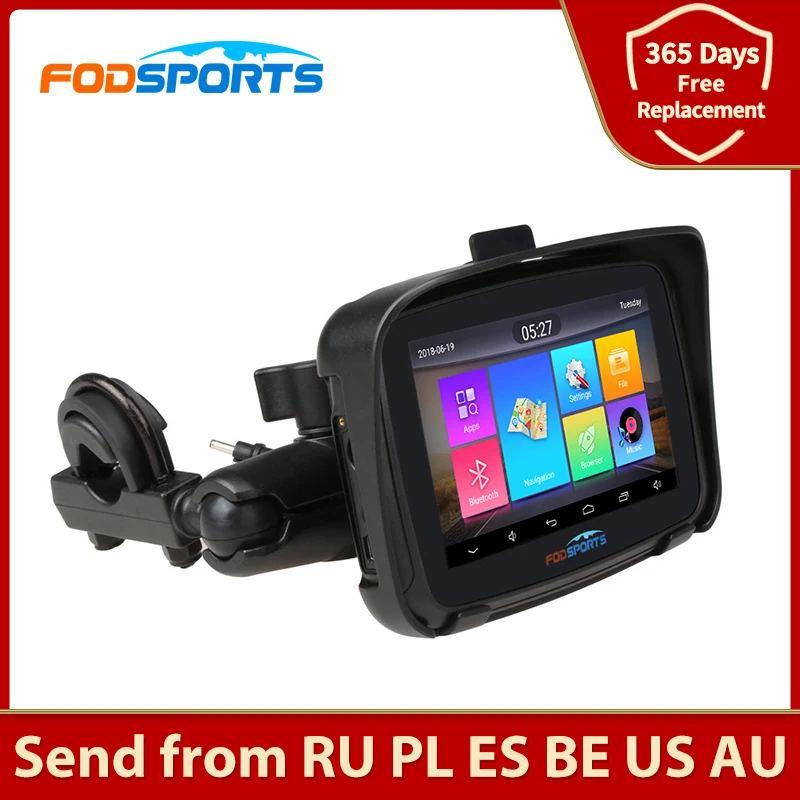

Fodsports 5 Inch Motorcycle GPS Navigation Android 6.0 Motorcycle Waterproof Bluetooth Navigation RAM 1G ROM 16G free map
