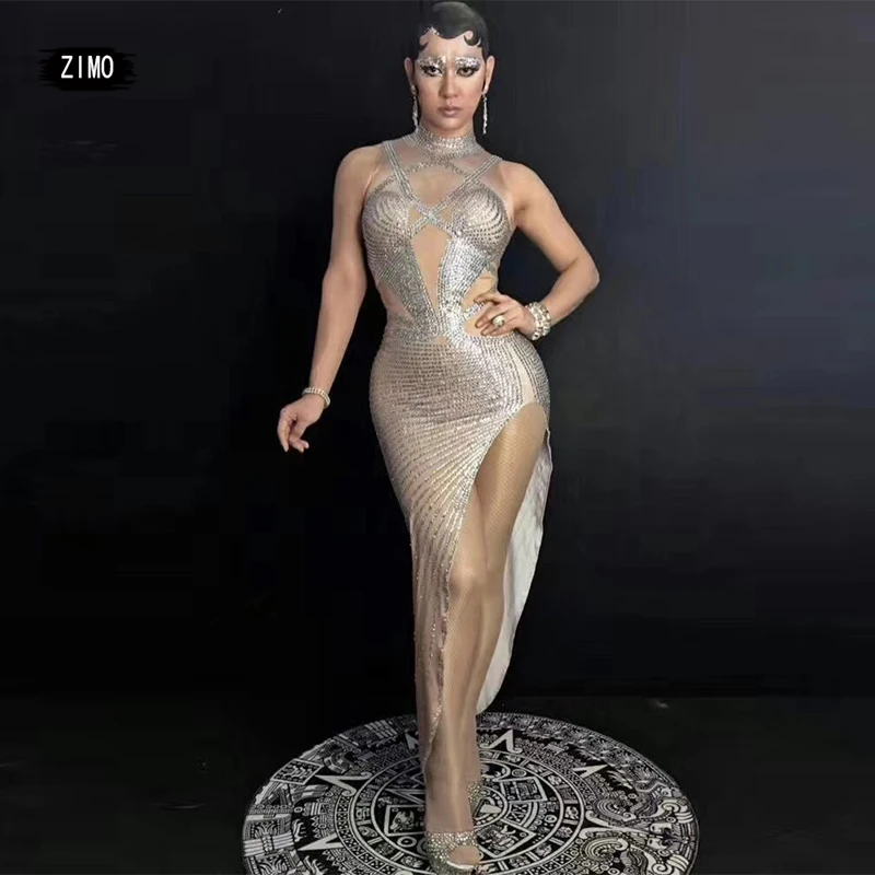 Silver Rhinestones high Split Dress Women Singer Party Birthday Celebration tight Long Dresses club Costumes Stage Wear designer
Silver Rhinestones high Split Dress Women Singer Party Birthday Celebration tight Long Dresses club Costumes Stage Wear designer