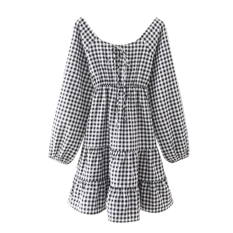 YENKEY Summer Women Vintage Plaid Dress Female Long Sleeve Back Lace Up A-line Casual Dress Short Vestido
YENKEY Summer Women Vintage Plaid Dress Female Long Sleeve Back Lace Up A-line Casual Dress Short Vestido