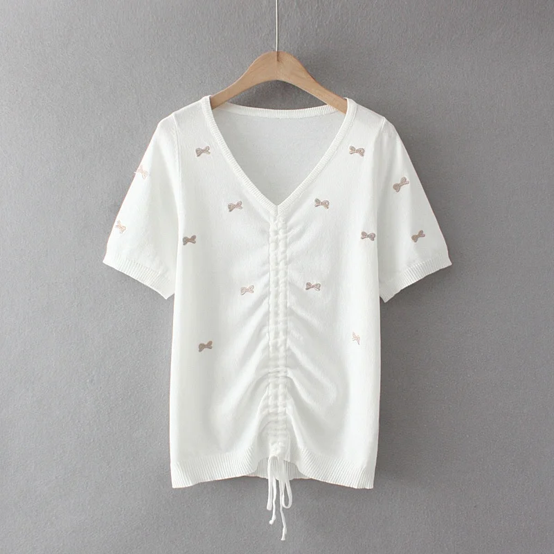 Plus Size XL-4XL V-neck Summer Tops Women's Short Sleeve White Black Knitted Shirts Oversized Slim Tee
Plus Size XL-4XL V-neck Summer Tops Women's Short Sleeve White Black Knitted Shirts Oversized Slim Tee