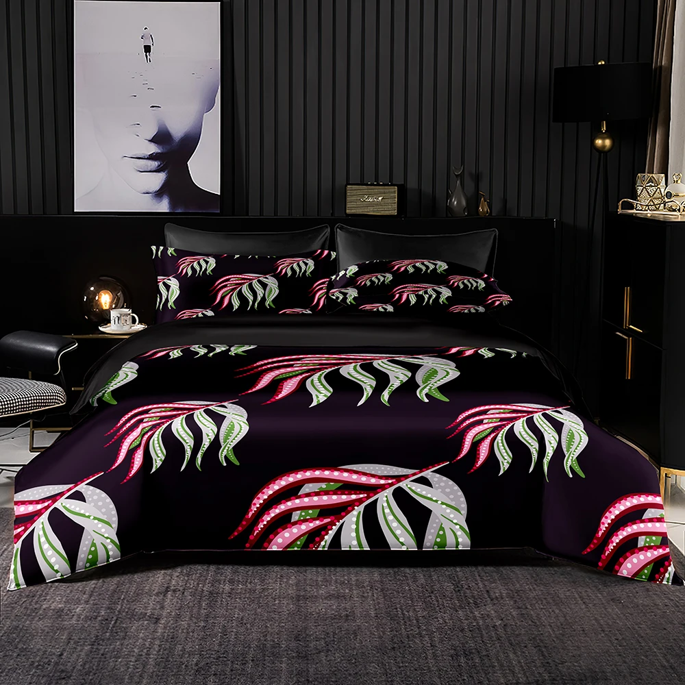 Tropical Leaves Duvet Cover Soft Black Bedding Set 220x240 with Pillowcase,245x210 Quilt Cover,Queen King Bed Set
Tropical Leaves Duvet Cover Soft Black Bedding Set 220x240 with Pillowcase,245x210 Quilt Cover,Queen King Bed Set
