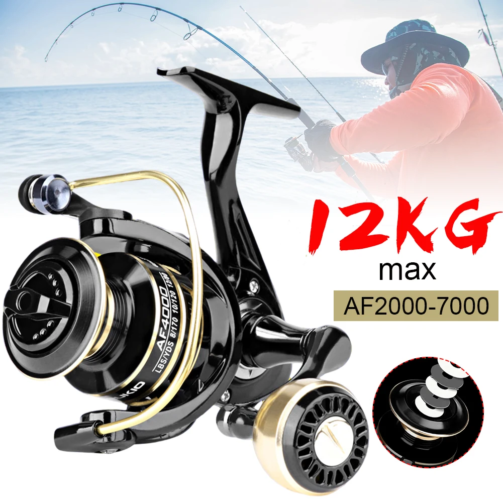 Metal Fishing Reels AF2000-7000 Spinning Reel 12KG Max Drag Metal Spool and Grip Saltwater Freshwater Fishing Tackle Accessories
Metal Fishing Reels AF2000-7000 Spinning Reel 12KG Max Drag Metal Spool and Grip Saltwater Freshwater Fishing Tackle Accessories