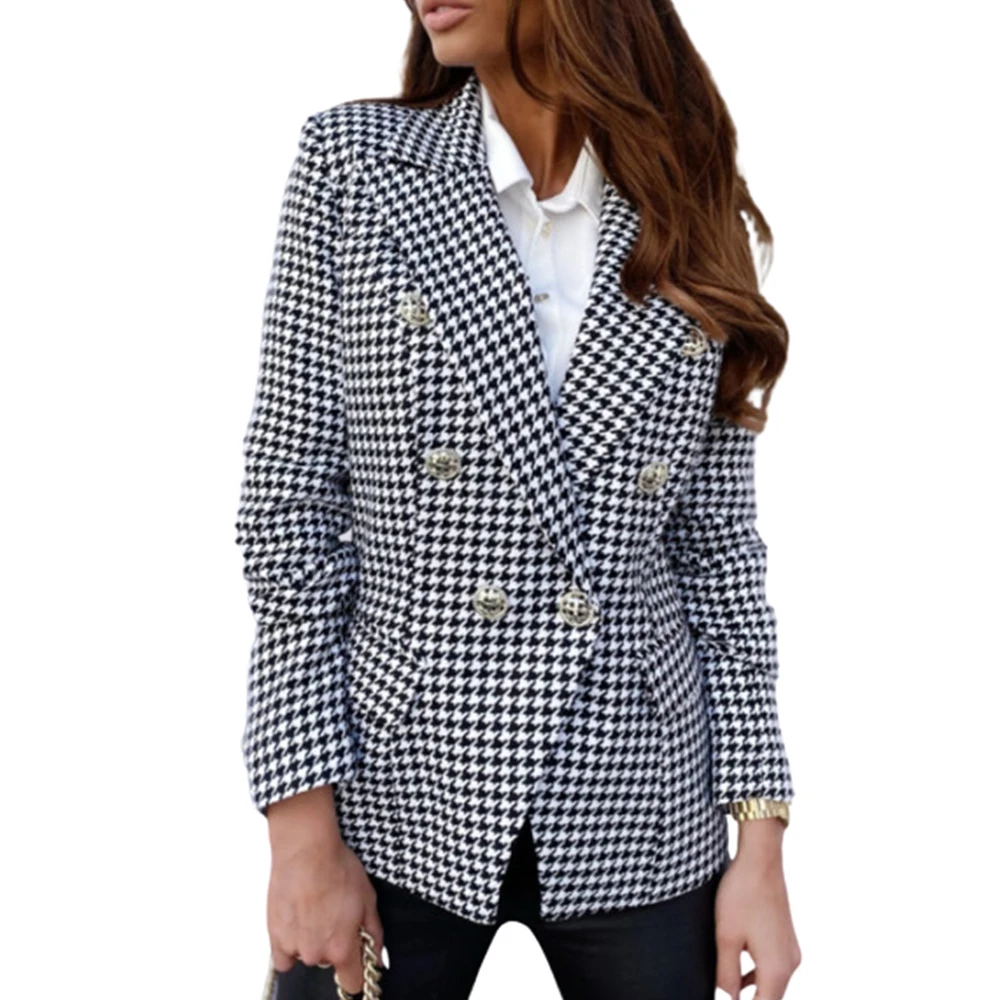 Women Check Double Breasted Small Suit Business Office Solid Blazer Workwear Simple Slim Fit Coat Casual Long Sleeve Top Outwear
Women Check Double Breasted Small Suit Business Office Solid Blazer Workwear Simple Slim Fit Coat Casual Long Sleeve Top Outwear