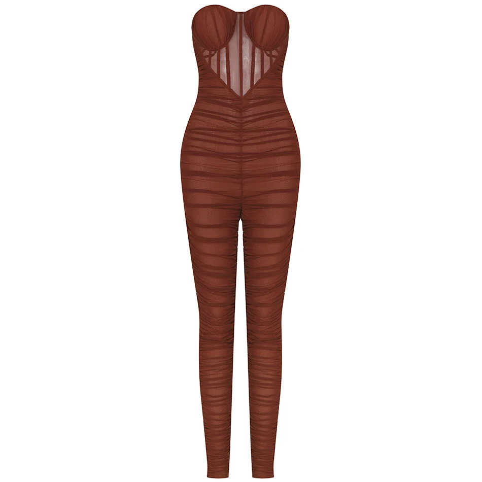 High-Quality Stretch Tight Mesh Jumpsuit Women'S Sexy Strapless Pleated Bodycon Jumpsuits 2021 Summer Fashion New Female
High-Quality Stretch Tight Mesh Jumpsuit Women'S Sexy Strapless Pleated Bodycon Jumpsuits 2021 Summer Fashion New Female