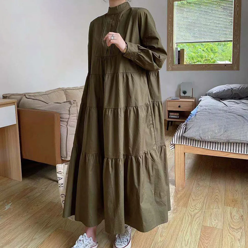 Autumn New 2021 Solid Color Womens Dress Half High Collar Korean Fashion Simplicity Loose Long Sleeve Long Womens Dress
Autumn New 2021 Solid Color Womens Dress Half High Collar Korean Fashion Simplicity Loose Long Sleeve Long Womens Dress