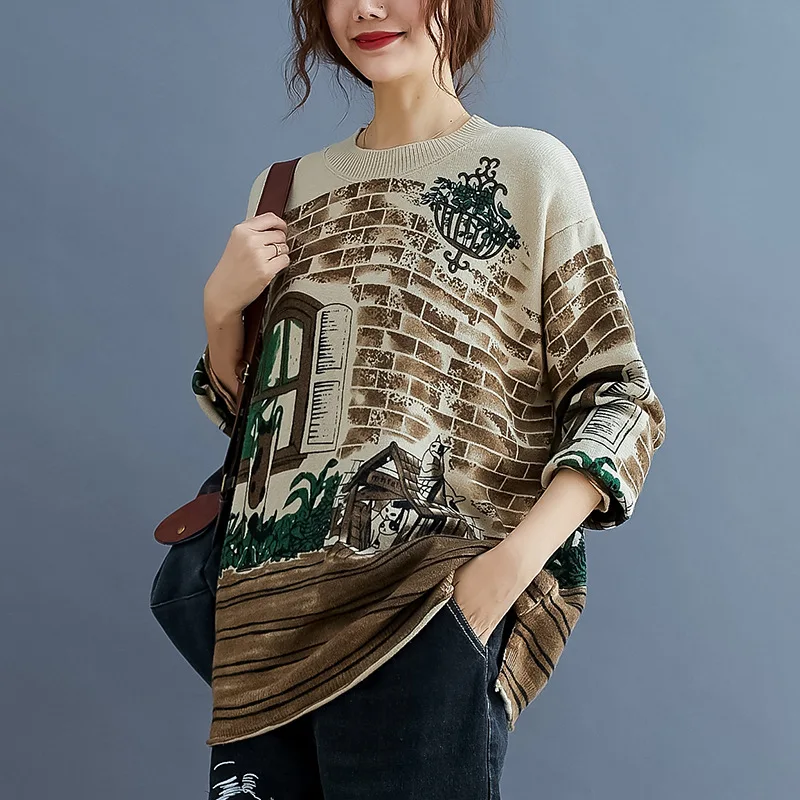 Loose Lazy Styles Long Sleeves Harajuku Yalabovso Autumn Winter 2020 Newest Large Size Women's Printed Sweater O Neck Pullover
Loose Lazy Styles Long Sleeves Harajuku Yalabovso Autumn Winter 2020 Newest Large Size Women's Printed Sweater O Neck Pullover