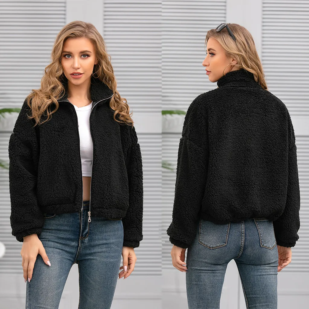 Fashion Womens Ladies Coat Warm Faux Jacket Winter Turn Down Collar loose Soft Zipper Plush Casual Female Overcoat Outerwear40
Fashion Womens Ladies Coat Warm Faux Jacket Winter Turn Down Collar loose Soft Zipper Plush Casual Female Overcoat Outerwear40