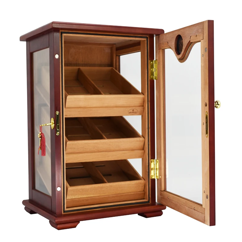 High-end Havana Cigar Humidor 3 Cedar wood Lined Trays Display Desktop Cabinet Tempered Glass Cigar Case W Hygrometer boite ciga
High-end Havana Cigar Humidor 3 Cedar wood Lined Trays Display Desktop Cabinet Tempered Glass Cigar Case W Hygrometer boite ciga