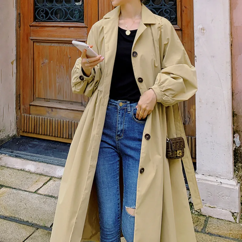 2022 Autumn New Elegant Coat Windbreaker oversize Women's Windbreaker Oversized Long Loose Solid Khaki Trench Coat
2022 Autumn New Elegant Coat Windbreaker oversize Women's Windbreaker Oversized Long Loose Solid Khaki Trench Coat