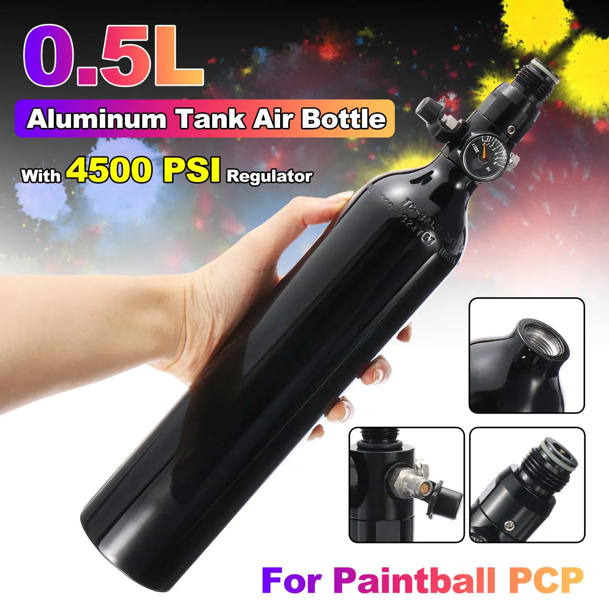 Алюминиевый баллон для пейнтбола с воздушным баком объемом 0,5 л, 4500psi, регулятор выходного давления, регулятор бутылки с сжатым воздухом
Алюминиевый баллон для пейнтбола с воздушным баком объемом 0,5 л, 4500psi, регулятор выходного давления, регулятор бутылки с сжатым воздухом