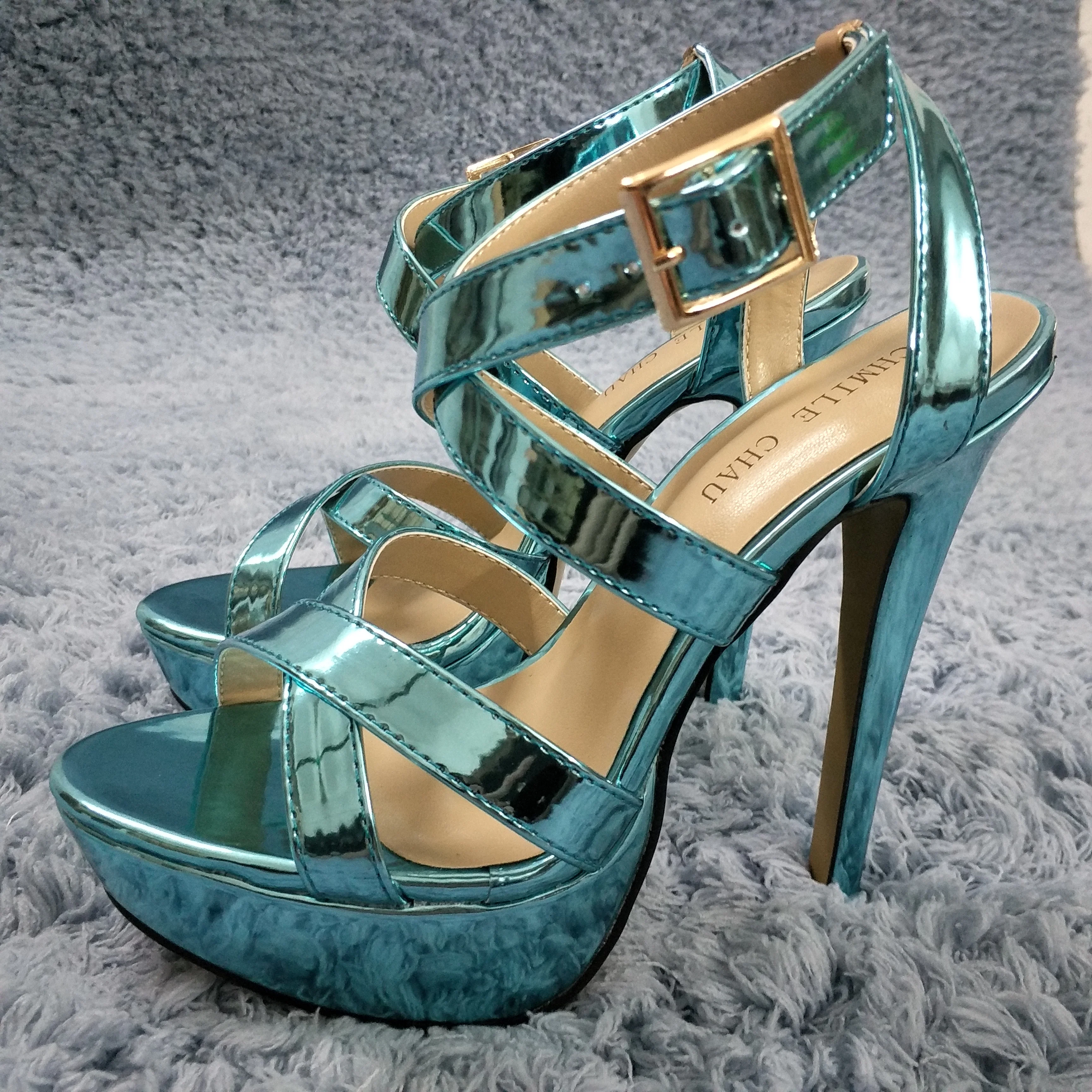 Sexy Turquoise Patent High Heel Party Women Sandals Summer New Open Toe Buckle Ankle Strap Stiletto Platform 14cm Heels Shoe 
Sexy Turquoise Patent High Heel Party Women Sandals Summer New Open Toe Buckle Ankle Strap Stiletto Platform 14cm Heels Shoe