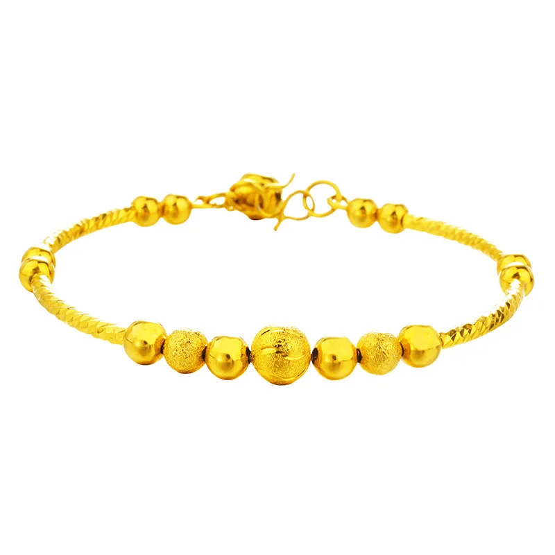 

OMHXFC Jewelry Wholesale BE367 European Fashion Hot Fine Woman Girl Party Birthday Wedding Gift Beads 24KT Gold Bracelet Bangle