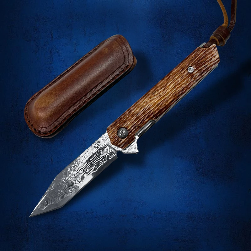 Damascus VG10 Steel Plate 5.4 Inch Mini Camel Bone Folding Knife with Leather Sheath Outdoor Camping Tactical EDC Tool
Damascus VG10 Steel Plate 5.4 Inch Mini Camel Bone Folding Knife with Leather Sheath Outdoor Camping Tactical EDC Tool