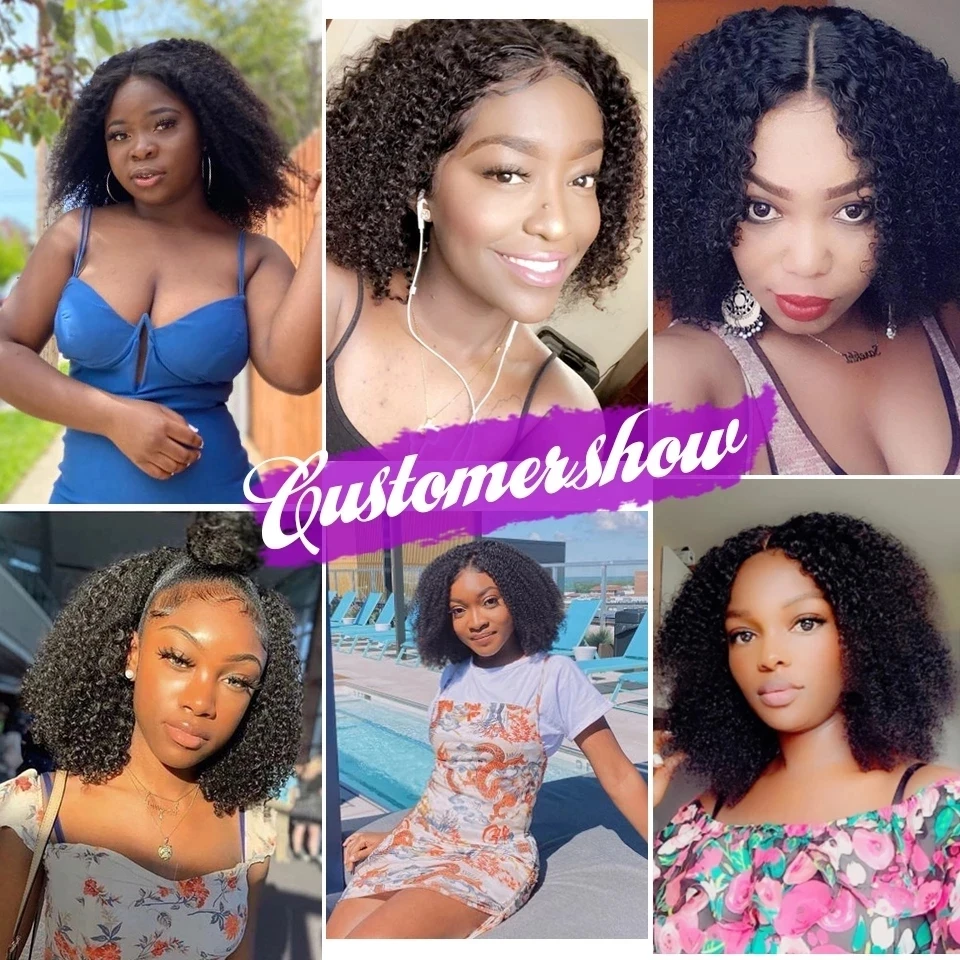 Short Kinky Curly 4x4 Closure Bob Wigs 180% Density 100% Human Hair Wig Brazilian Remy Hair 16 Inch Shuangya Hair For Women
Short Kinky Curly 4x4 Closure Bob Wigs 180% Density 100% Human Hair Wig Brazilian Remy Hair 16 Inch Shuangya Hair For Women