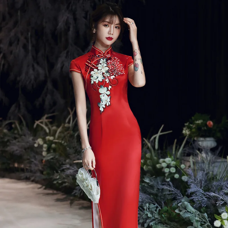 Elegant Women Vintage Chipao drak green Evening Party Dress Chinese Qipao Oriental Mandarin Collar Floral Cheongsam
Elegant Women Vintage Chipao drak green Evening Party Dress Chinese Qipao Oriental Mandarin Collar Floral Cheongsam