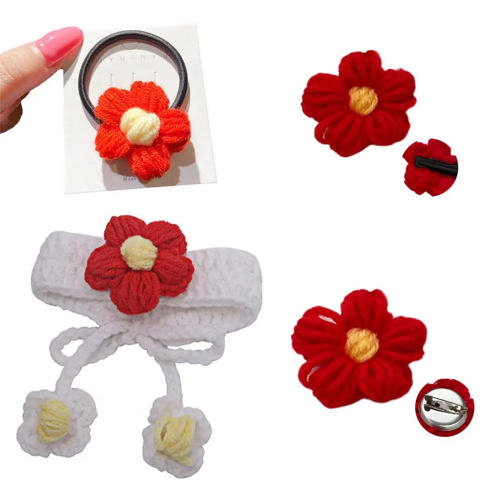 Flower Accessory Red Flower Design Decorative Woolen Yarn Girls Knitted Hairpin Brooch Bracelet Hair Rope for Birthday Gift
Flower Accessory Red Flower Design Decorative Woolen Yarn Girls Knitted Hairpin Brooch Bracelet Hair Rope for Birthday Gift
