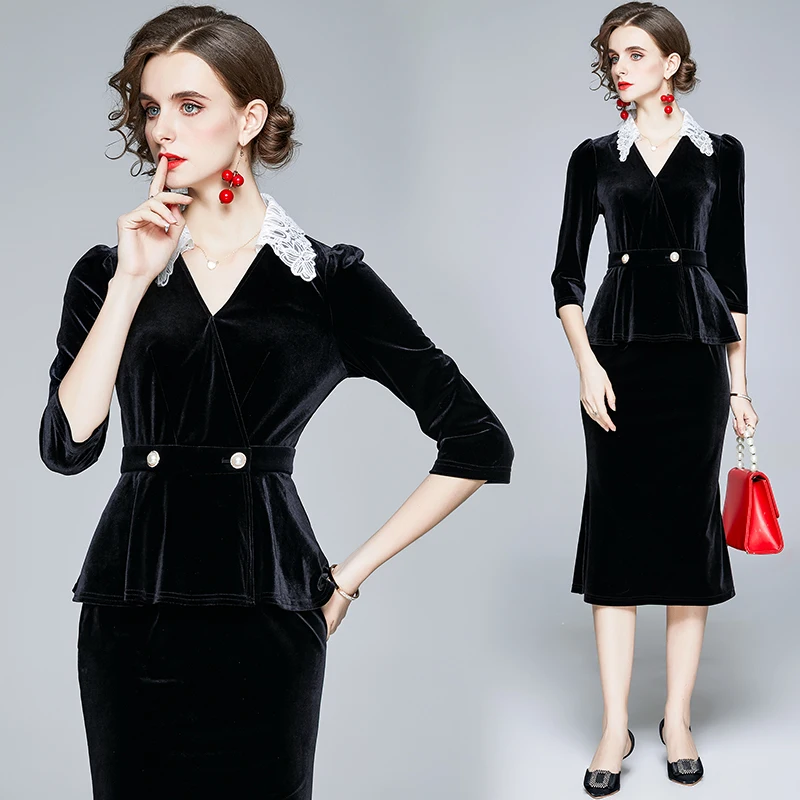 Simgent Office Skirts Set Women Autumn Velvet Lace Up V-neck Blazer Mermaid Skirts Woman Sets Elegant Workwear SG17281
Simgent Office Skirts Set Women Autumn Velvet Lace Up V-neck Blazer Mermaid Skirts Woman Sets Elegant Workwear SG17281