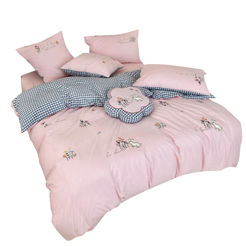 Cotton bedding set pink princess style four piece set pastoral bedding Quilt Set American extra large
Cotton bedding set pink princess style four piece set pastoral bedding Quilt Set American extra large