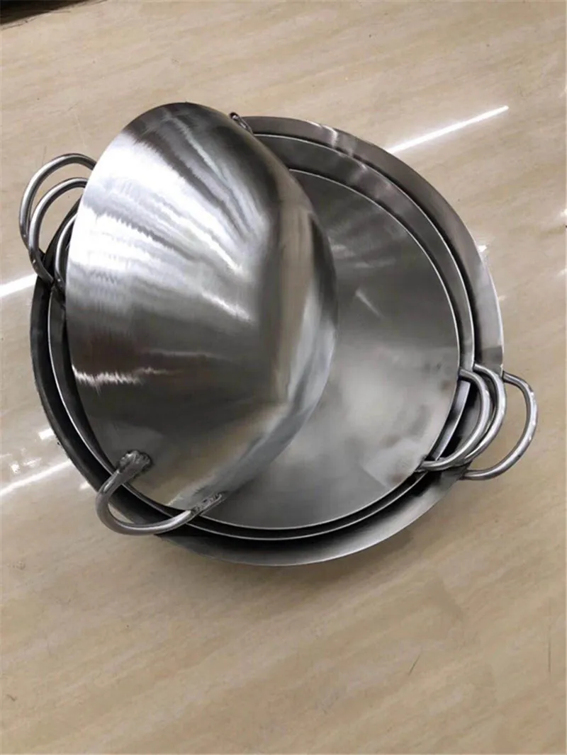 304 нержавеющая сталь ВОК 50 60 70 см Кастрюля сковородка без покрытия Кемпинг