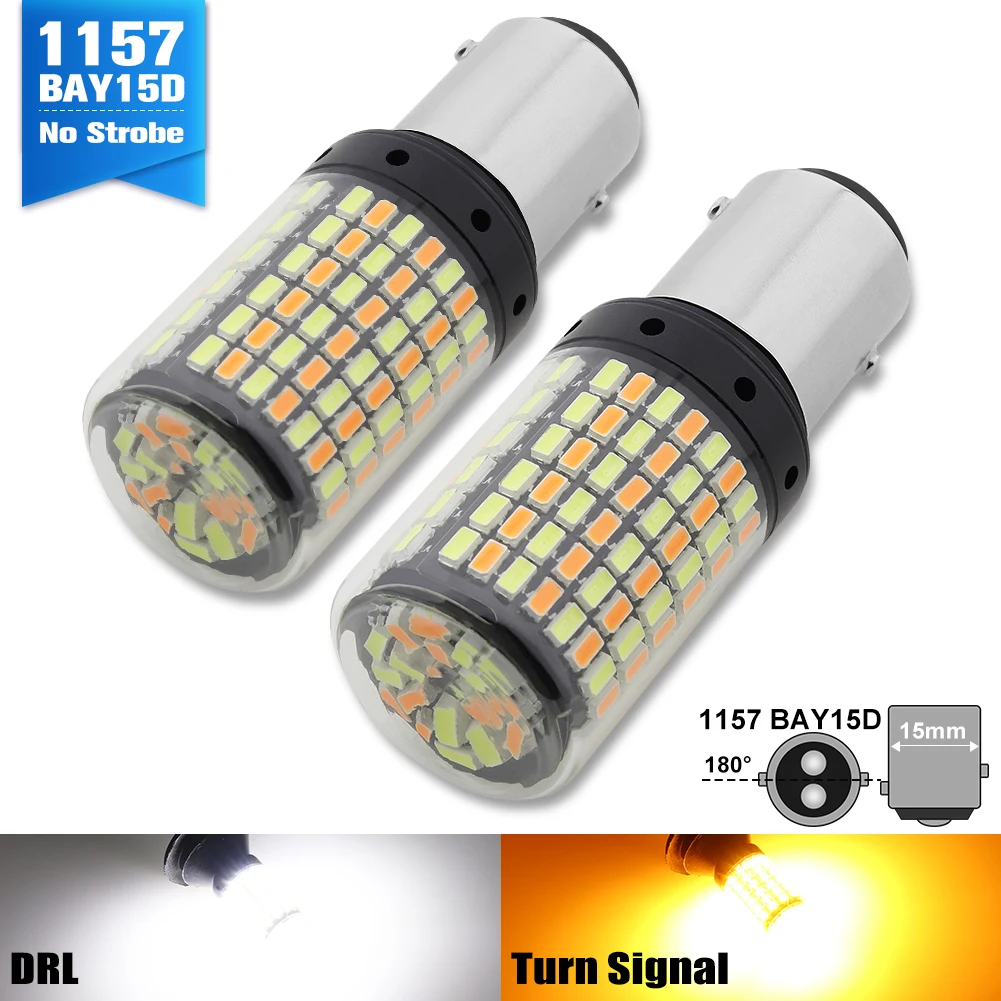 2Pcs BAY15D 1157 LED Light 3014 168 SMD White Amber Double Color Switch P21/5W For Car DRL Turn Signal Lamps Reverse Lamp Bulbs
2Pcs BAY15D 1157 LED Light 3014 168 SMD White Amber Double Color Switch P21/5W For Car DRL Turn Signal Lamps Reverse Lamp Bulbs