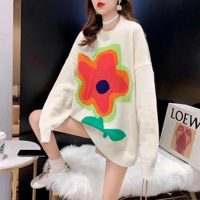 Large Flower Pattern Sweater Round Neck Long-sleeved Pullover Loose Blouse Women's Autumn And Winter New Style 2021 Wn*
Large Flower Pattern Sweater Round Neck Long-sleeved Pullover Loose Blouse Women's Autumn And Winter New Style 2021 Wn*