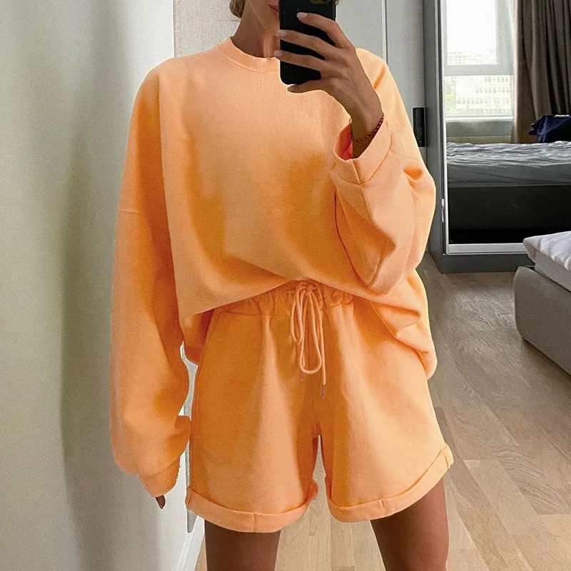 Tracksuit Two Piece Outfits Casual Loose 2 Pce Set Fall Clothes For Women Sets Tops And Shorts Concise Fashion 2 Piece Sets New
Tracksuit Two Piece Outfits Casual Loose 2 Pce Set Fall Clothes For Women Sets Tops And Shorts Concise Fashion 2 Piece Sets New