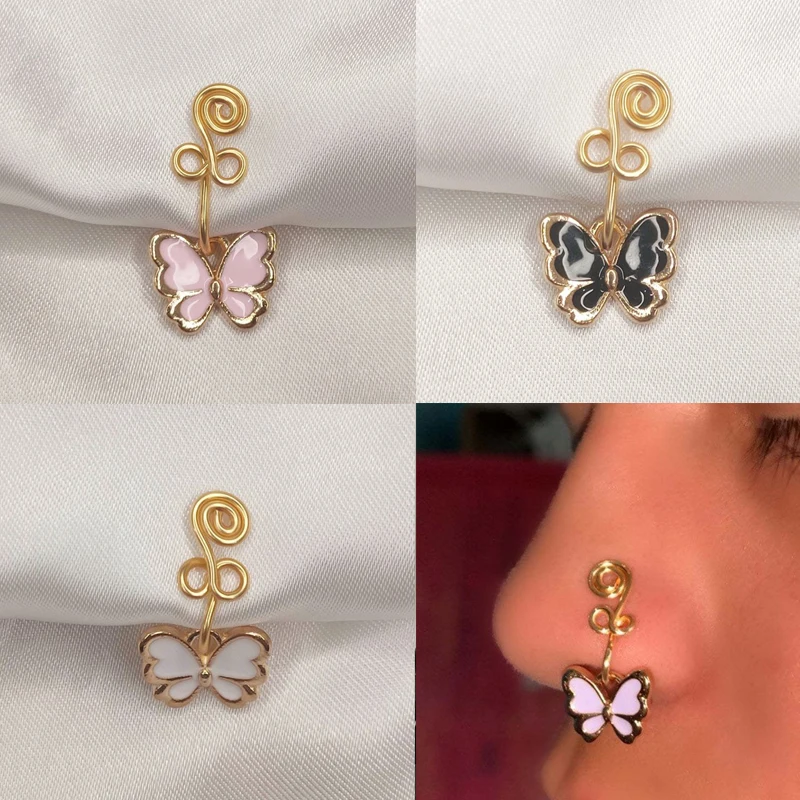 New Punk Goth Butterfly Copper Wire Spiral Fake Piercing Nose Ring Punk Gold Color Clip Nose Ring Ear Clip Cuff Body Jewelry
New Punk Goth Butterfly Copper Wire Spiral Fake Piercing Nose Ring Punk Gold Color Clip Nose Ring Ear Clip Cuff Body Jewelry