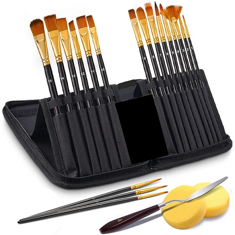 Paint Brush Set of 21, 15 Shapes Paint Brushes for Kids, Palette Knife, 2 Sponge, for Gouache, Acrylic, Paint Brushes
Paint Brush Set of 21, 15 Shapes Paint Brushes for Kids, Palette Knife, 2 Sponge, for Gouache, Acrylic, Paint Brushes