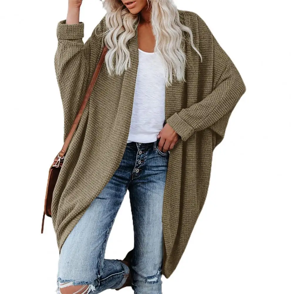 

Batwing Long Sleeve Women Cardigan Solid Color Autumn Winter Open Front Drape Pockets Sweater Cardigan Outerwear