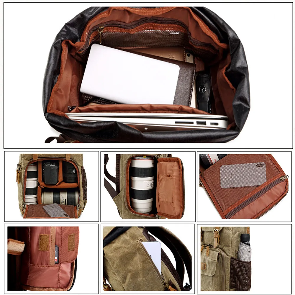 KUANI Camera bag waterproof canvas men's and women's Camera Backpack inner bladder outdoor digital backpack SLR Camera Bag 
KUANI Camera bag waterproof canvas men's and women's Camera Backpack inner bladder outdoor digital backpack SLR Camera Bag