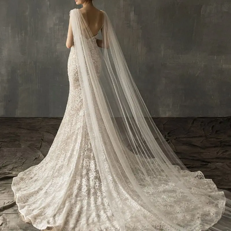 Women Tulle Cathedral Floor Length Wedding Capes Shoulder Imitation Crystal Jewelry Floral Appliques Bridal Long Wraps Cloak
Women Tulle Cathedral Floor Length Wedding Capes Shoulder Imitation Crystal Jewelry Floral Appliques Bridal Long Wraps Cloak
