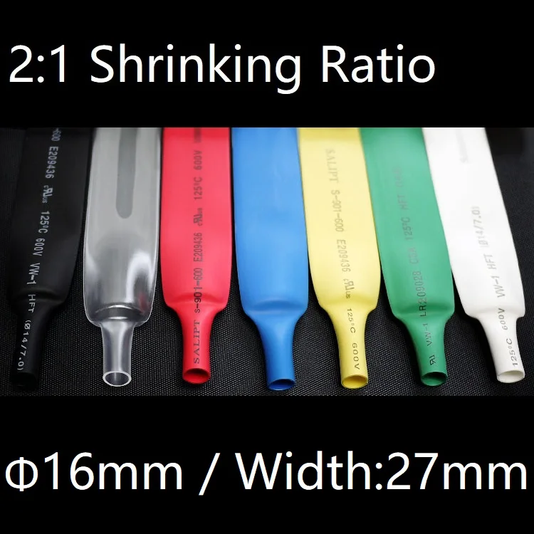 Dia 16mm (Width 27mm) Heat Shrink Tube 2:1 Polyolefin Thermal Cable Sleeve Insulated Wire Protector Wrap DIY Connector Repair
Dia 16mm (Width 27mm) Heat Shrink Tube 2:1 Polyolefin Thermal Cable Sleeve Insulated Wire Protector Wrap DIY Connector Repair