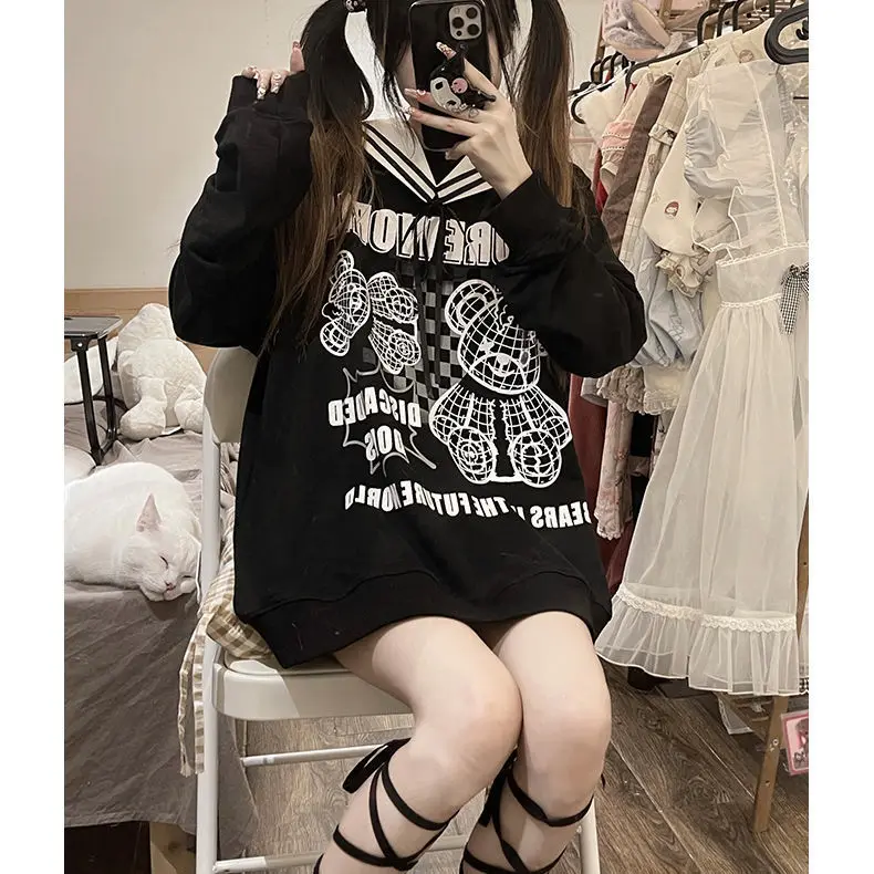 Anime Kawaii Bear Print Hoodies Women Lolita Sailor Collar Long Sleeve Pullovers Cute Cartoon Sweatshirts Y2k Top S149
Anime Kawaii Bear Print Hoodies Women Lolita Sailor Collar Long Sleeve Pullovers Cute Cartoon Sweatshirts Y2k Top S149