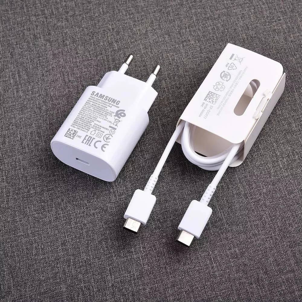 Оригинальное сверхбыстрое зарядное устройство Samsung 25 Вт Usb Type C S21 A52S A71 A70 S20 FE S22