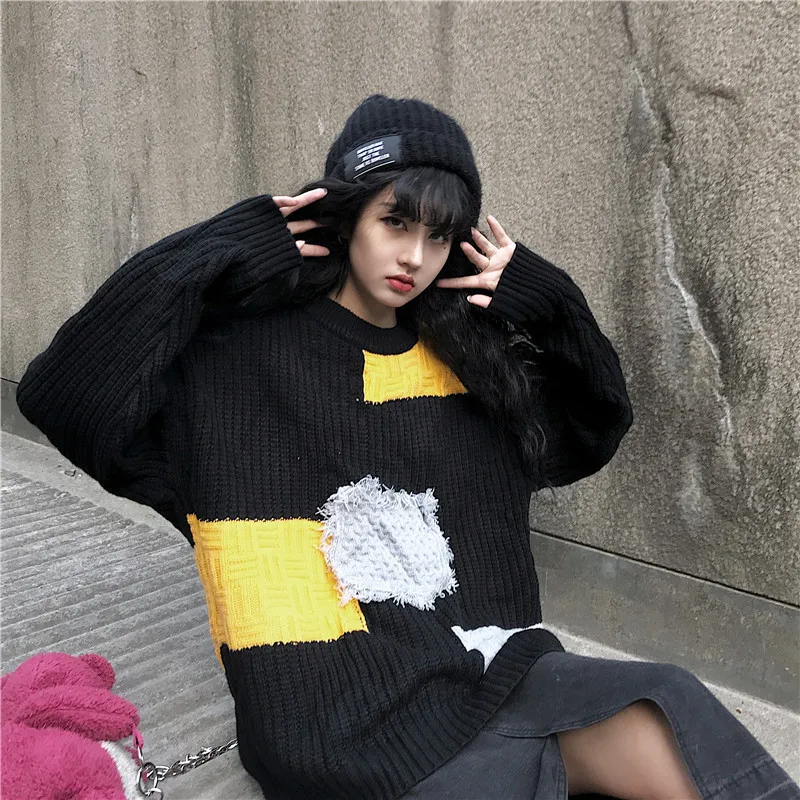 sweaters fashion Female o-neck pockets patchwork vintage Korean styleWomen's Clothing long sleeve pullover ins loose ladies
sweaters fashion Female o-neck pockets patchwork vintage Korean styleWomen's Clothing long sleeve pullover ins loose ladies