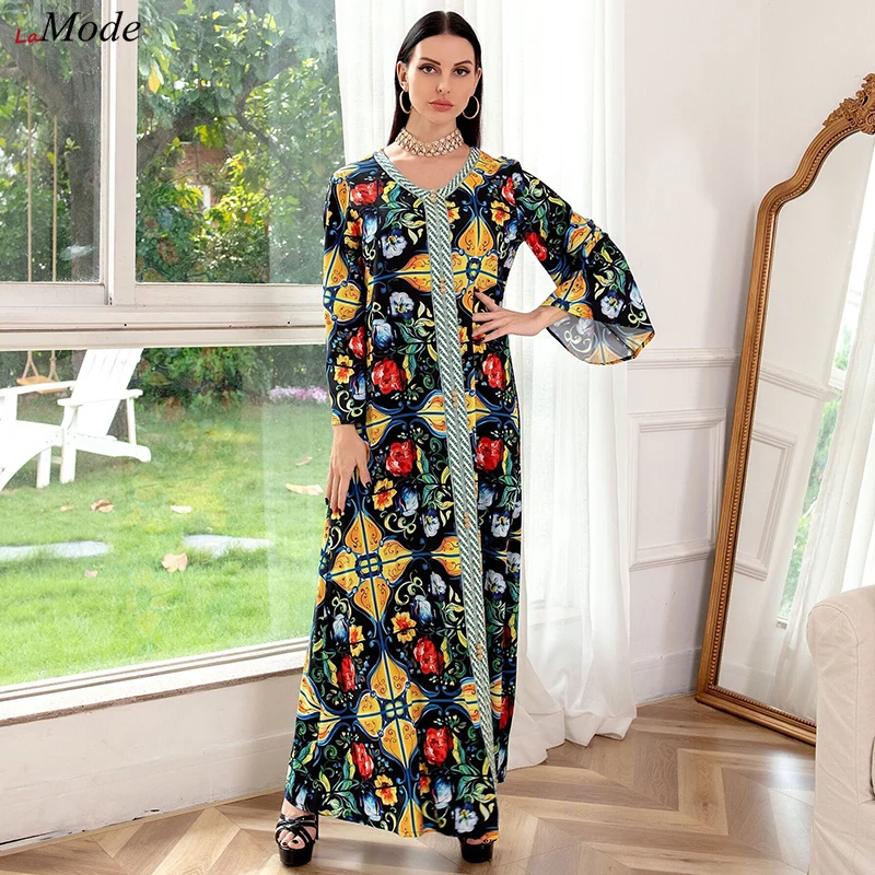 Мусульманское платье Рамадан, женская мода, этнический принт, абайя, Дубай, V-образный вырез, длинный рукав, мусульманский кафтан, Марокканск...
Мусульманское платье Рамадан, женская мода, этнический принт, абайя, Дубай, V-образный вырез, длинный рукав, мусульманский кафтан, Марокканск...
