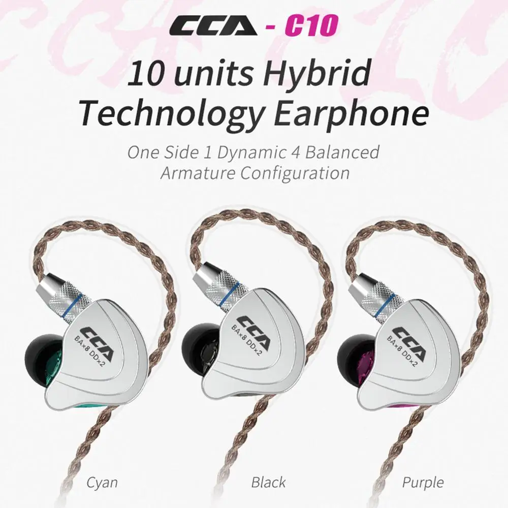 CCA C10 4ba+1dd Hybrid In Ear Earphone Hifi Dj Monito Running Sports Earphone 5 Drive Unit Headset Noise Cancelling Earbuds
CCA C10 4ba+1dd Hybrid In Ear Earphone Hifi Dj Monito Running Sports Earphone 5 Drive Unit Headset Noise Cancelling Earbuds