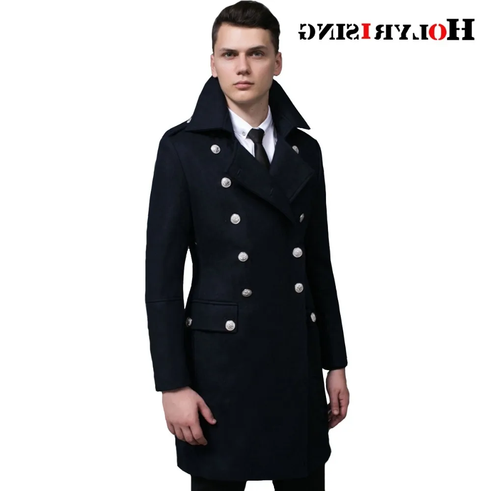 

Мужское шерстяное пальто в стиле ретро, приталенная куртка с двумя пуговицами и длинным отложным воротником, цвет черный, хаки, темно-синий, ...