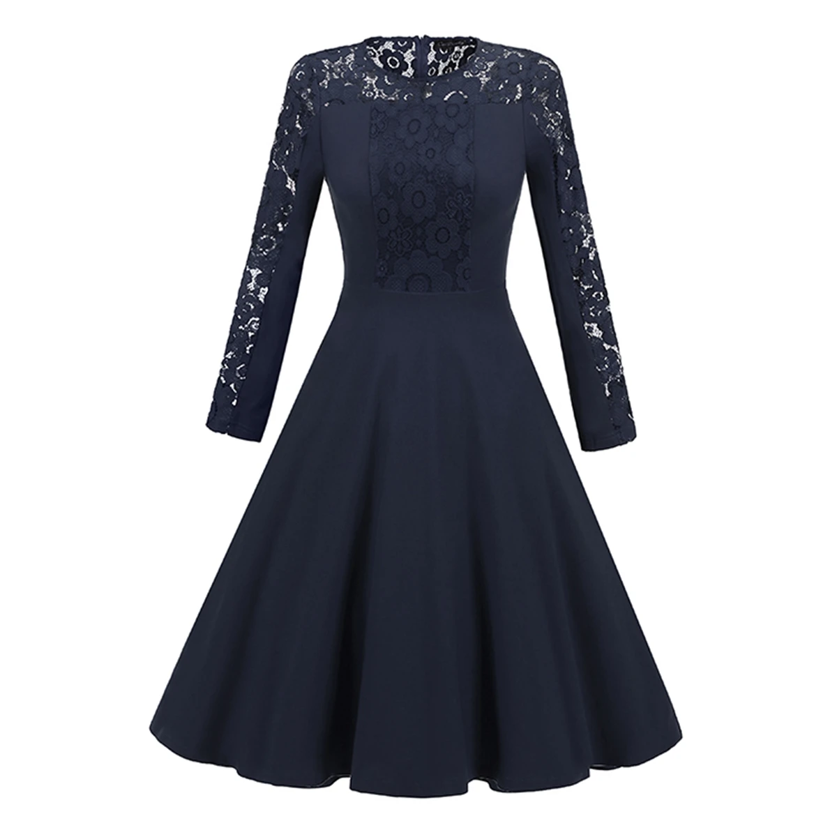 Women Retro Floral Lace Crew Neck Long Sleeve Bridesmaid Cocktail A-Line Dress traf vestidos Robe Femme Party Slim Fit Dresses
Women Retro Floral Lace Crew Neck Long Sleeve Bridesmaid Cocktail A-Line Dress traf vestidos Robe Femme Party Slim Fit Dresses